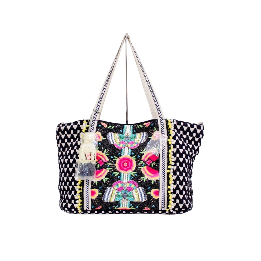 America & Beyond Beaded Embellished Large Tote- Butterflies- Summer- NWT - Picture 2 of 11